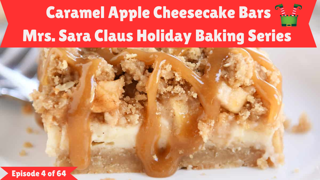 Caramel Apple Cheesecake Bars With A Streusel Topping